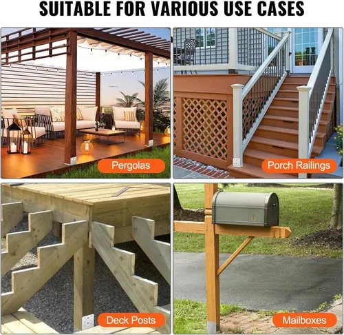 Miniatura 6 de VEVOR Base de Poste de 6" x 6", 10 Piezas Soporte de Anclaje de Poste Ajustable de Acero Inoxidable (Interno 5.9 x 5.5"), Base de Poste Ajustable