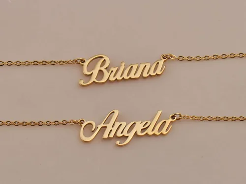 Miniatura 5 de HUAN XUN Collar personalizado con placa de identificación de oro para mujeres
