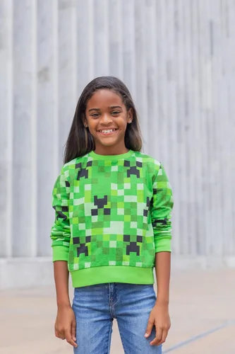 Miniatura 2 de Minecraft Creeper - Sudadera de felpa francesa para niñas pequeñas y grandes