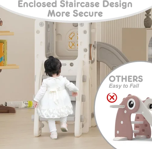 Miniatura 4 de YUFU Juego de tobogán 8 en 1 para niños pequeños, tobogán para niños de 1 a 3 años, juego de juego para niños pequeños con escalador, aro