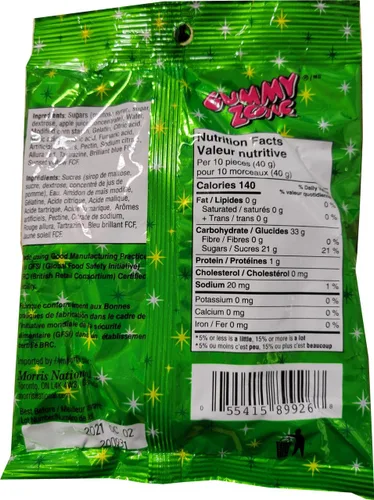 Miniatura 2 de Gummy Zone Sour TINGLERS, (120 g/4.2 oz. bolsa) Sour Keys Gummy Candies