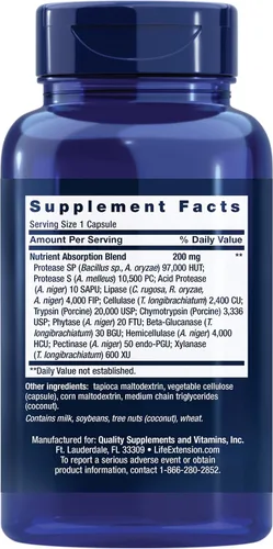 Miniatura 2 de Life Extension Extraordinary Enzymes, Digestive Health Support, Nutrient Absorption, Digestive enzymes, Non-GMO, 60 Capsules