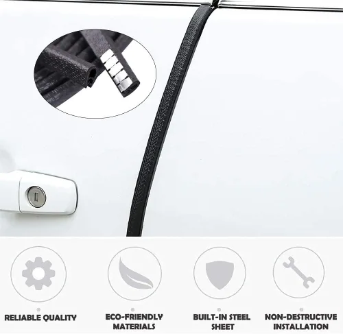 Miniatura 5 de QBUC Protectores de borde de puerta de automóvil, 13 pies (13.1 ft) de goma con sello de clip en forma de U, protección de borde de borde