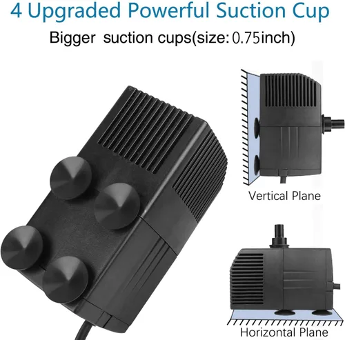Miniatura 7 de BARST Bomba sumergible de 160 GPH con filtro, bomba de agua ultra silenciosa de 12 W, 600 L/H con cable de alimentación de 6 pies y 3 boquillas