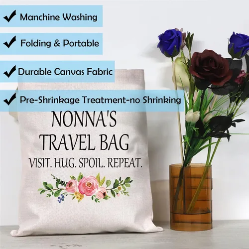 Miniatura 7 de GJTIM Nonna Regalo para abuela de nietos Nonna regalo de viaje abuela bolsa de maquillaje bolsa de maquillaje, Bolso beige, Talla única