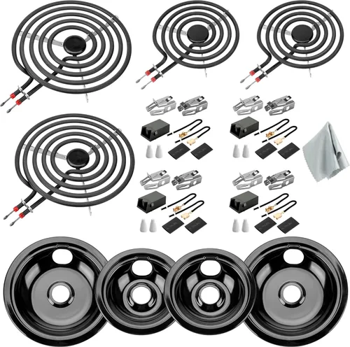 Miniatura 14 de Sartenes de goteo para estufa eléctrica y quemador de estufa MP22YA de repuesto para estufa eléctrica W-hirlpool Ken-more Ama-na, 2 x 6 pulgadas y 2