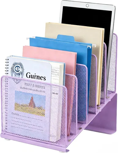 Miniatura 12 de LEKETREE Organizador de archivos para escritorio, organizador de carpetas de archivos con estante vertical de 5 secciones, adecuado