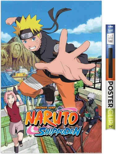 Miniatura 17 de Trends International Naruto Shippuden - Póster de pared de salto, 14.725 x 22.375 pulgadas, versión enmarcada de madera de granero