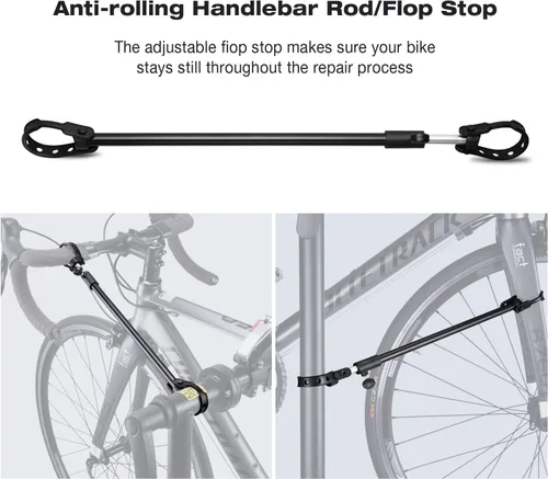 Miniatura 5 de CXWXC Soporte de reparación de bicicletas para mantenimiento de bicicletas, hasta 66.1 lbs, altura ajustable, plegable y giratorio de 360° para MTB