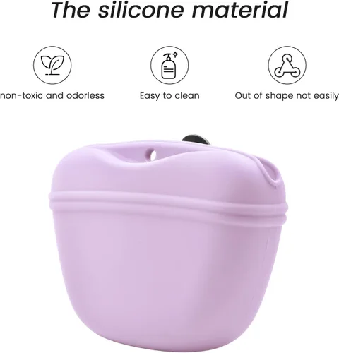 Miniatura 2 de AUDWUD Bolsa de Silicona para Premios de Perro, Con Clicker de Entrenamiento para Perros, Contenedor de Entrenamiento Portátil con Clip, Conveniente