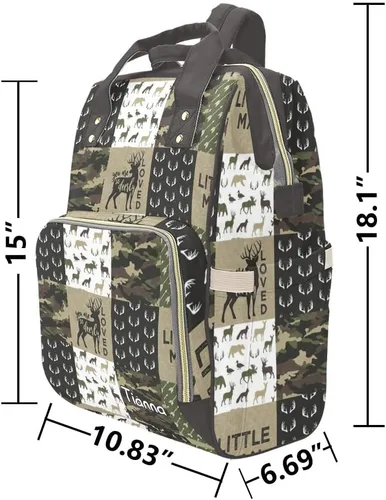 Miniatura 6 de XOZOTY Antler Man Woodland - Bolsas de pañales de camuflaje con nombre impermeable para mamá, mochila de lactancia, bolsas de bebé, regalos