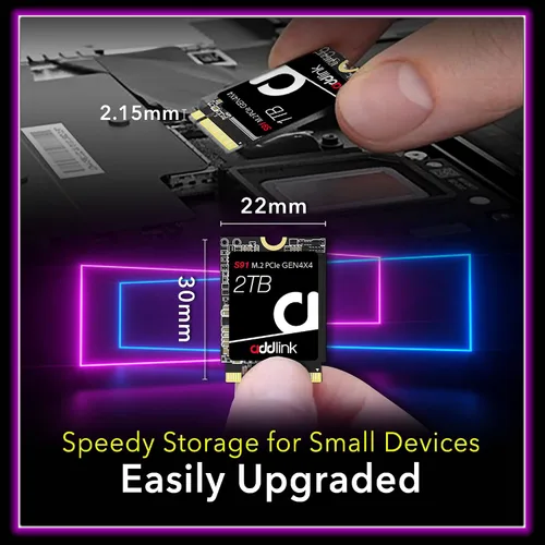Miniatura 6 de Addlink Nuevo S91 2TB 2230 NVMe de alto rendimiento PCIe Gen4x4 2230 3D NAND SSD - Velocidad de lectura de hasta 5000 MB/s Compatible con Steam