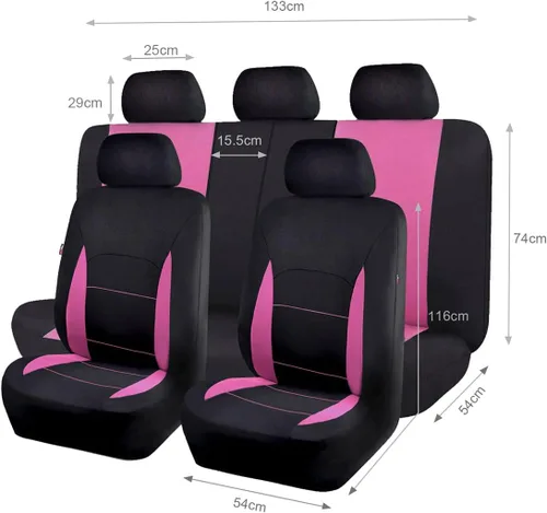 Miniatura 9 de Flying Banner Fundas de asiento de coche, asientos delanteros, asiento trasero, poliéster, protectores de asiento de automóvil, instalaciones Negro