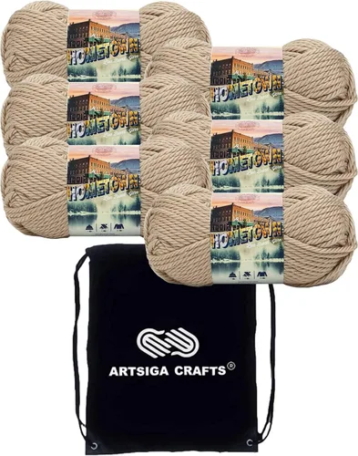 Miniatura 32 de Lion Brand Hometown New York White 135-100 (3 madejas - mismo lote de tinte) #6 S Bulky - Hila acrílica para crochet y tejer con bolsa para proyectos