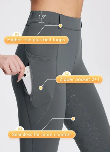 Miniatura 5 de BALEAF Pantalones de equitación de invierno para mujer, pantalones de forro polar para equitación, leggings con bolsillos