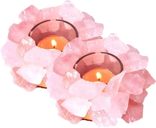 Portavelas votivas de piedra áspera de cristal, candelita de cristal curativo, portavelas de cristal curativo, decoración del hogar, piedra de reiki