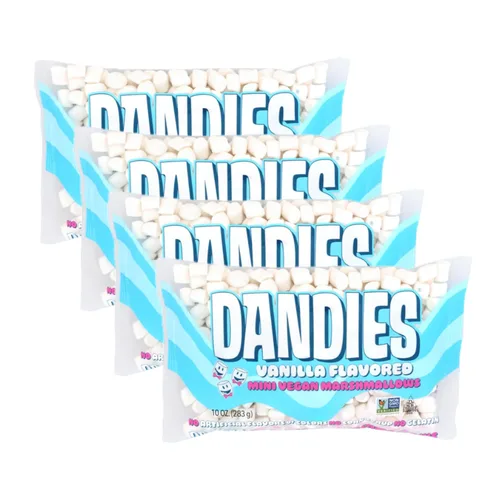 Dandies - Minis - Malvaviscos veganos, vainilla, 10 onzas (paquete de 4)