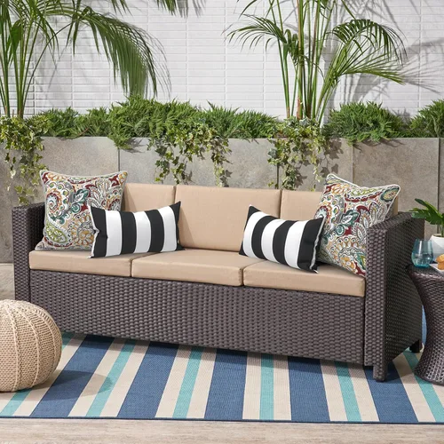 Miniatura 182 de Juego de 2 almohadas para exteriores de 16 x 16 pulgadas, repelentes al agua con interiores, para muebles de patio, hogar, jardín, geometría bohemia