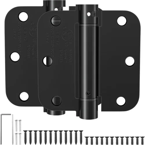 Miniatura 10 de HOSOM Bisagra de puerta de cierre automático, bisagra de resorte, 4 pulgadas, tensión ajustable para garaje, puerta delantera, puerta trasera