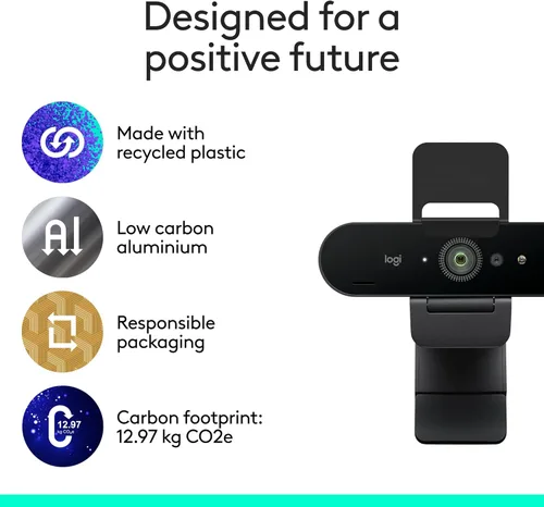 Miniatura 13 de Logitech Brio - Cámara web 4K, para videollamadas, micrófono con cancelación de ruido, corrección de luz HD automática, amplio campo de visión