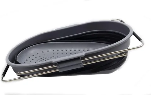 Miniatura 3 de SAMMART Colador rectangular extensible y plegable sobre el fregadero de 5L (1, gris oscuro/negro)