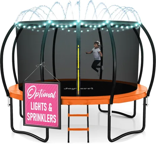 JoyBerri Trampoline Outdoor - Upsurge ASTM Certified Safe 8Ft 10Ft 12Ft 14Ft 15Ft 16Ft Recreational Trampoline for Kids and Adults. Anti-Rust Naranja