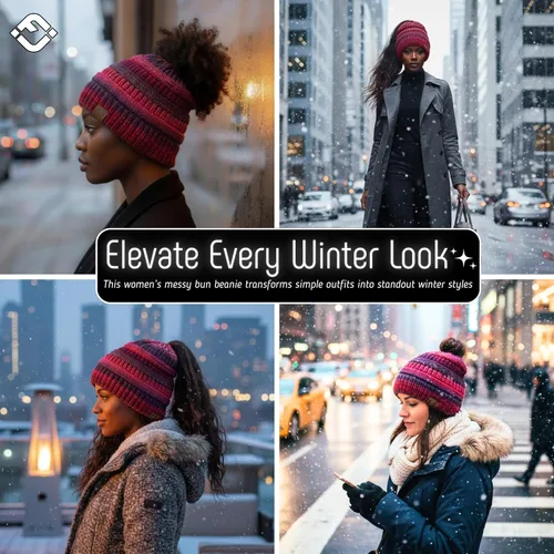 Miniatura 106 de Funky Junque - Gorro para mujer con ranura para cola de caballo