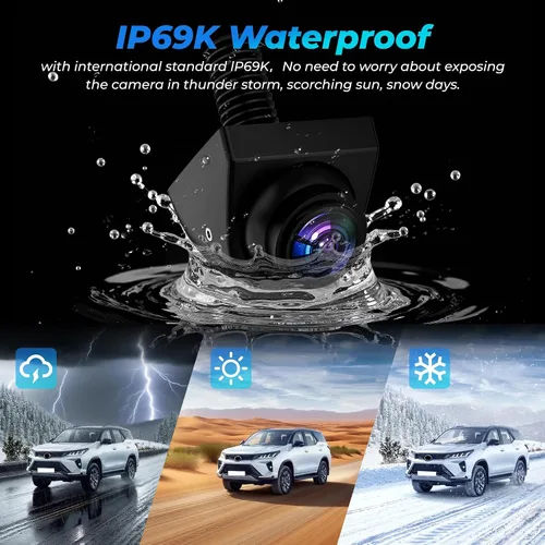 Miniatura 3 de AHD 1080P Cámara de respaldo de vehículo para automóvil, cámaras de visión trasera inversa giratoria de 360°, visión nocturna, IP69K, impermeable