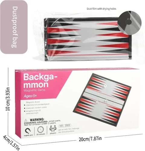 Miniatura 4 de Andux Juego de mesa portátil de backgammon magnético plegable CXSLQ-01 (S) 2205