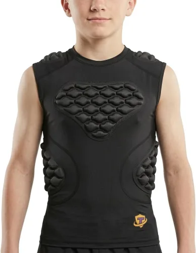 Camiseta acolchada de fútbol juvenil para niños, protector de costillas en el pecho, protección del esternón, camiseta interior de rugby para niños