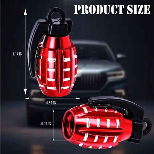 Miniatura 2 de 6 tapas de válvula de neumático, cubiertas universales de válvula de neumático de aleación de aluminio para automóviles, camiones, SUV, Rojo