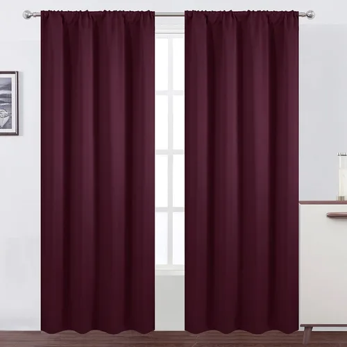 Miniatura 55 de LEMOMO Cortinas opacas negras para cocina, 42 x 45 pulgadas, juego de 2 paneles de cortinas opacas con bolsillo para cortinero para ventana pequeña