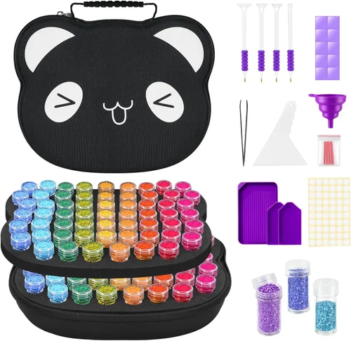 Miniatura 14 de ZORETCO Contenedores de almacenamiento de pintura de diamantes, 60 ranuras, kits de pintura de diamantes, accesorios y herramientas de pintura