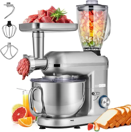 Miniatura 9 de VIVOHOME Mezclador de pie multifuncional 9 en 1 con fermentación, mezclador eléctrico de cocina de 6 velocidades y 7 cuartos con temporizador, Rojo