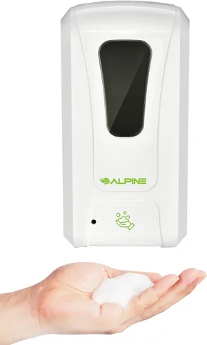 Alpine - Dispensador automático de jabón espumoso para pared, gran capacidad de 40 onzas (40.6 fl oz), dispensador de jabón de espuma sin contacto