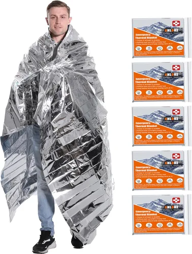 Miniatura 10 de ANLOKE Mantas de emergencia Mylar manta térmica (paquete de 10) de manta espacial gigantesca de 84 x 64 pulgadas, mantas de supervivencia