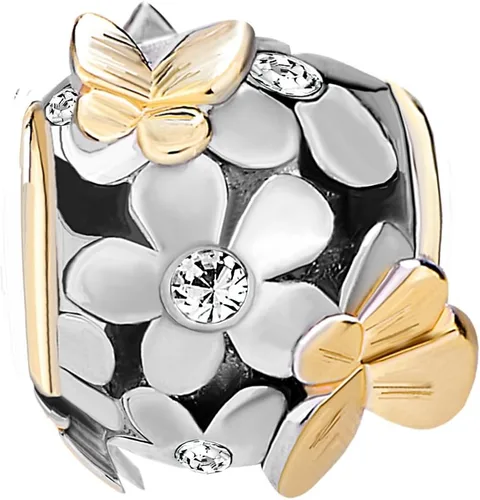 Miniatura 3 de CharmSStory Abalorio de cristal sintético con piedra natal de imitación de mariposa, para pulsera