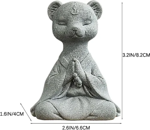 Miniatura 6 de Estatua de zorro meditante, esculturas de zorro rezando, figura zen para pecera, acuario, decoración de estantes al aire libre (A)