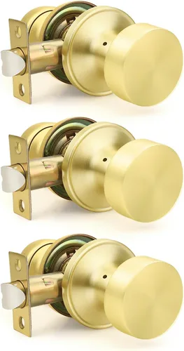 Miniatura 13 de Orger Paquete de 1 pomo de puerta interior negro mate, perilla de puerta de privacidad reversible con cerradura, pomo redondo sin llave para baño