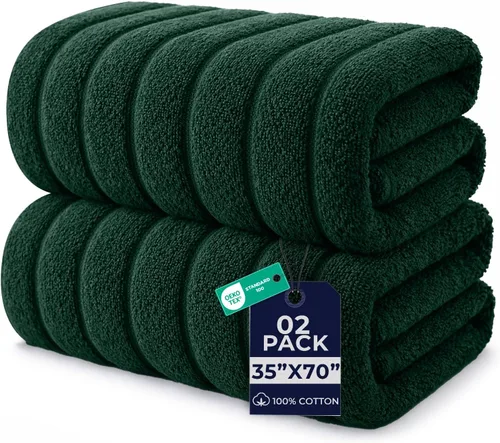 Miniatura 51 de DAN RIVER Paquete de 1 toalla de baño jumbo de 40 x 80 pulgadas, toallas de baño extragrandes de secado rápido para baño, toallas suaves y Verde
