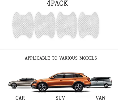 Miniatura 3 de 4 unidades de protector de puerta de automóvil de fibra de carbono antiarañazos, película protectora para manijas de auto sin marcas, universal