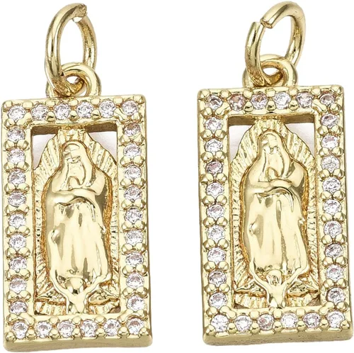 Miniatura 12 de Airssory 10 dijes de cruz diminutas de 0.492 x 0.354 in, latón chapado en oro, de metal, delicados, minimalistas, simples colgantes para fe