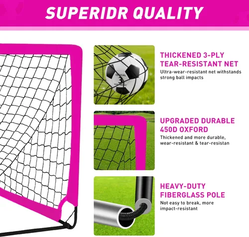 Miniatura 2 de Portería de fútbol, 4x3 pies. Juego de porterías de fútbol para niños para el patio trasero, portería de fútbol emergente portátil con red
