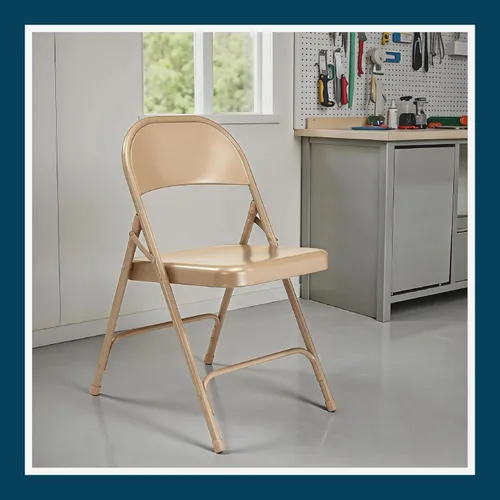 Miniatura 13 de OEF Furnishings Serie OEF50 Sillas plegables de acero resistentes con capacidad de peso de 500 libras (paquete de 4, beige)