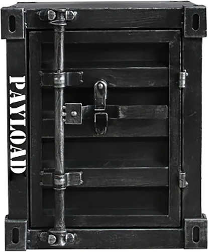HM&DX Mesa auxiliar industrial con almacenamiento, mesita de noche de metal retro con cerradura, armario de almacenamiento con cerradura de alta