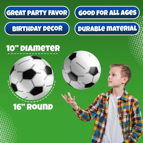 Miniatura 7 de Bedwina Pelotas de fútbol inflables (paquete de 12) de 16 pulgadas, pelotas de playa a granel para juguetes de playa y fútbol, decoraciones