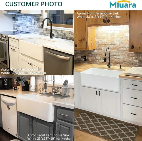 Miniatura 4 de Miuara Fregadero de Granja 30 Pulgadas - Fregadero de Cocina Delantal Blanco Montado Inferior Reversible 30"x20"x10", Estilo Casa de Granja Tazón