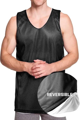 Miniatura 4 de Camiseta de baloncesto de malla reversible para hombre, de secado rápido, sin mangas, fabricada en Estados Unidos