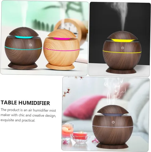 Miniatura 6 de Mini humidificador de aire USB con iluminación silencioso difusor de aroma para oficina en casa coche prevenir la piel seca invierno diseño de grano