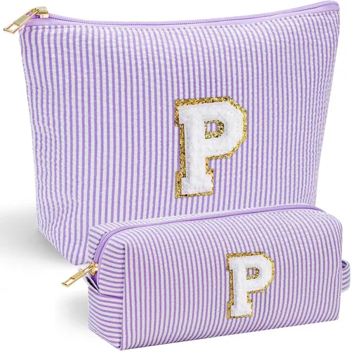 Miniatura 132 de YOOLIFE Regalos del Día de la Madre para mujeres, bolsa de maquillaje con inicial, bolsa de cosméticos, bolsa de maquillaje de viaje, regalos Rosado